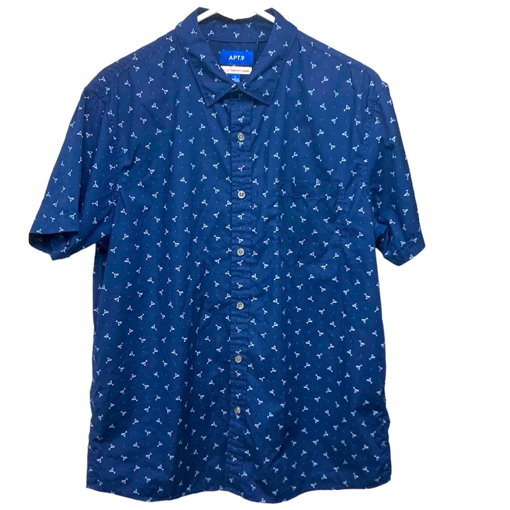 Apt. 9 Short sleeve Shirt L “Martini Time” Navy with Martini Glass Print